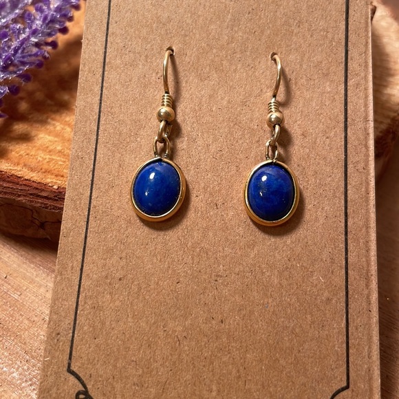 Women’s gold and lapis earrings - Picture 2 of 2